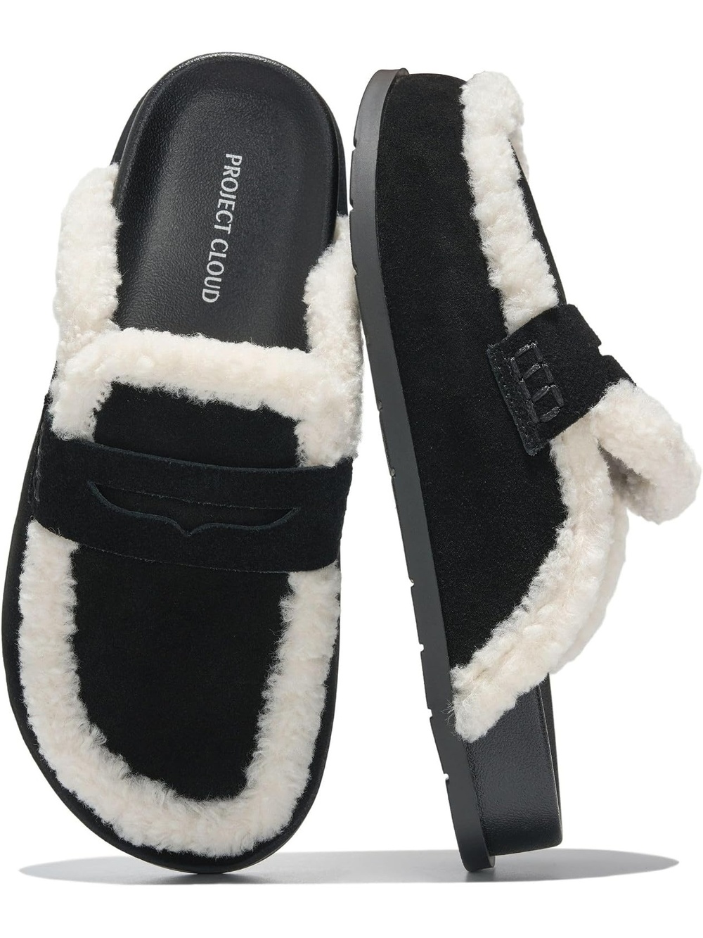 🆕 Womens Brown Suede Slipper Loafers Warm Faux Fur Lined Comfort House Shoes